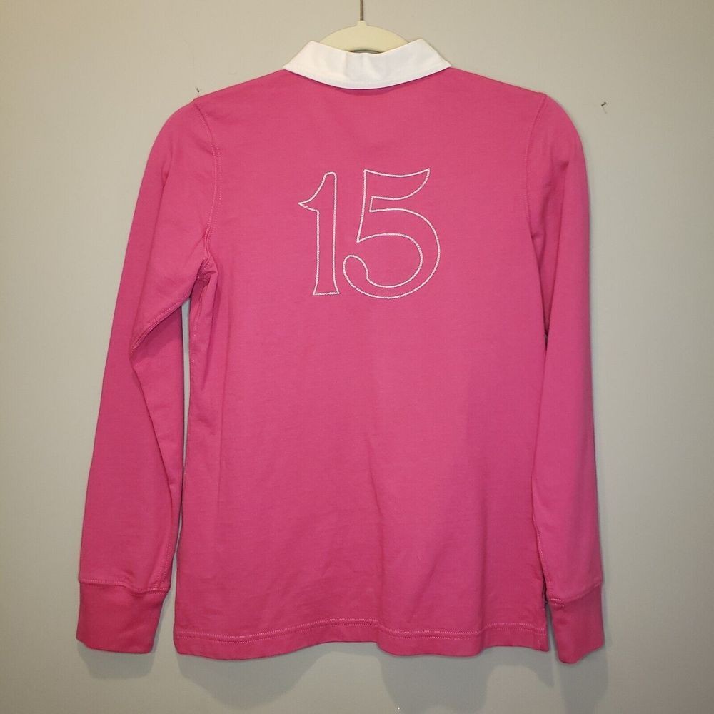 Ralph Lauren Rugby Y2K Shirt Girls XL 16 Pink Crest Logo #15 Number - Picture 2 of 5